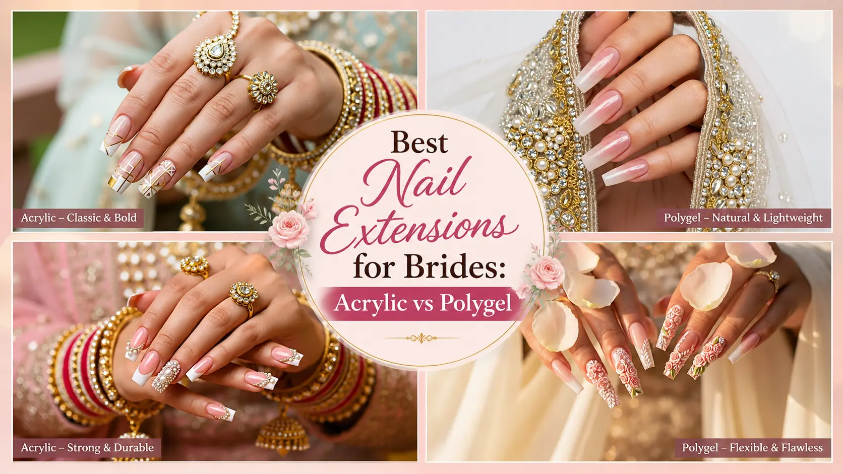 Best Nail Extensions for Brides: Acrylic vs Polygel